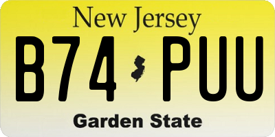 NJ license plate B74PUU