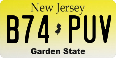 NJ license plate B74PUV