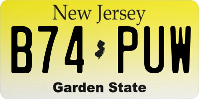 NJ license plate B74PUW