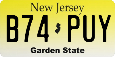 NJ license plate B74PUY