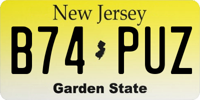 NJ license plate B74PUZ