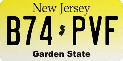NJ license plate B74PVF