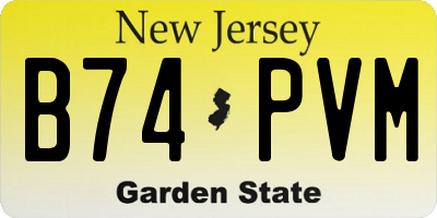 NJ license plate B74PVM