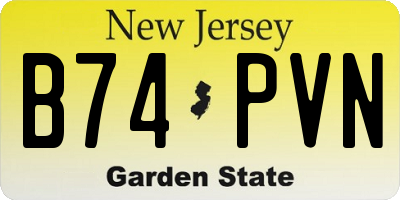 NJ license plate B74PVN