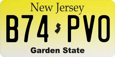 NJ license plate B74PVO