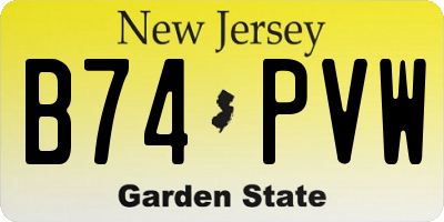NJ license plate B74PVW