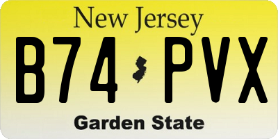 NJ license plate B74PVX