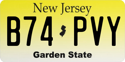 NJ license plate B74PVY