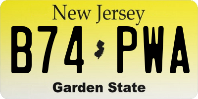 NJ license plate B74PWA