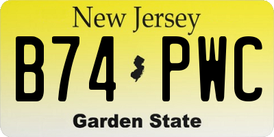 NJ license plate B74PWC