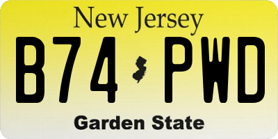 NJ license plate B74PWD