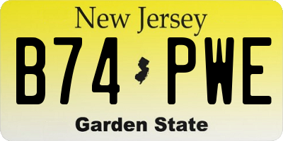 NJ license plate B74PWE