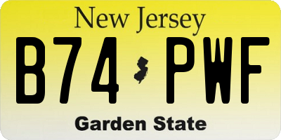 NJ license plate B74PWF
