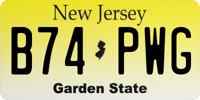 NJ license plate B74PWG