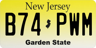 NJ license plate B74PWM
