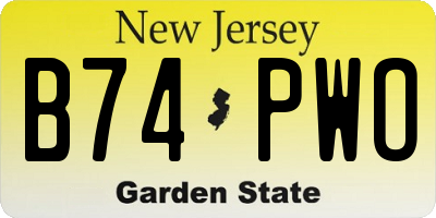 NJ license plate B74PWO
