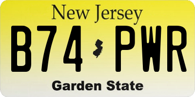 NJ license plate B74PWR