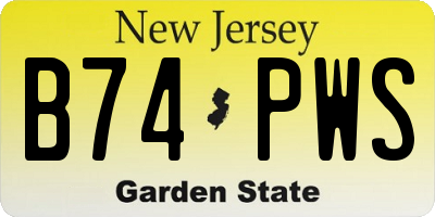 NJ license plate B74PWS