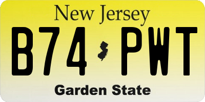 NJ license plate B74PWT