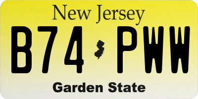 NJ license plate B74PWW