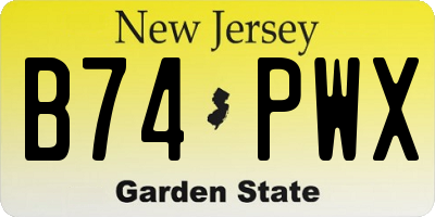 NJ license plate B74PWX