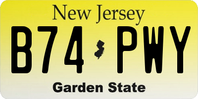 NJ license plate B74PWY