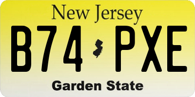 NJ license plate B74PXE