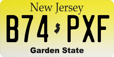 NJ license plate B74PXF