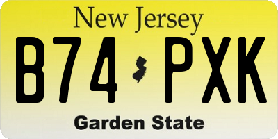 NJ license plate B74PXK