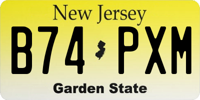 NJ license plate B74PXM