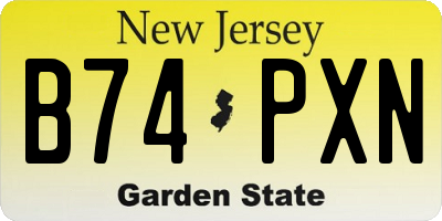 NJ license plate B74PXN