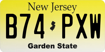 NJ license plate B74PXW