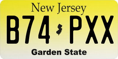 NJ license plate B74PXX