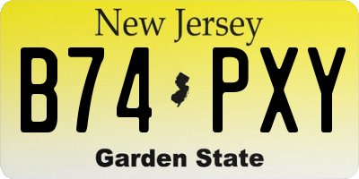 NJ license plate B74PXY