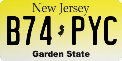NJ license plate B74PYC
