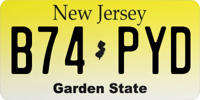 NJ license plate B74PYD
