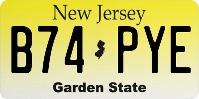 NJ license plate B74PYE