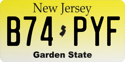NJ license plate B74PYF