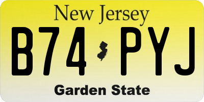 NJ license plate B74PYJ
