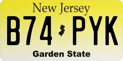NJ license plate B74PYK