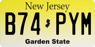 NJ license plate B74PYM