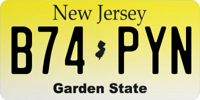 NJ license plate B74PYN