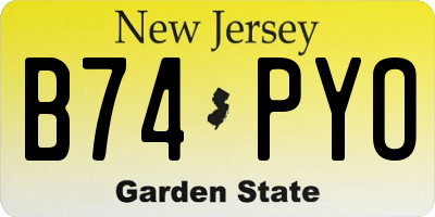NJ license plate B74PYO