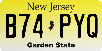 NJ license plate B74PYQ