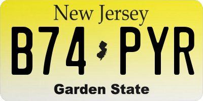 NJ license plate B74PYR