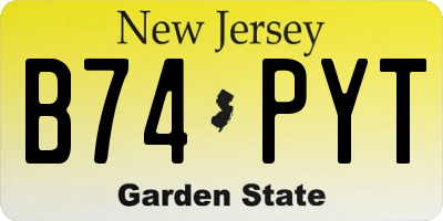 NJ license plate B74PYT