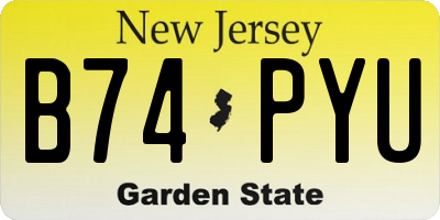 NJ license plate B74PYU