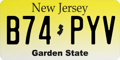 NJ license plate B74PYV