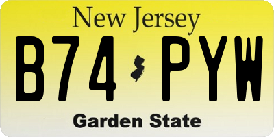NJ license plate B74PYW