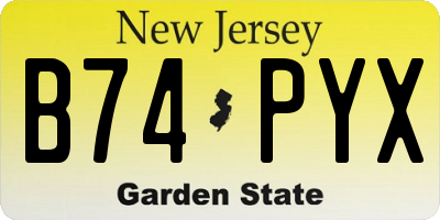 NJ license plate B74PYX